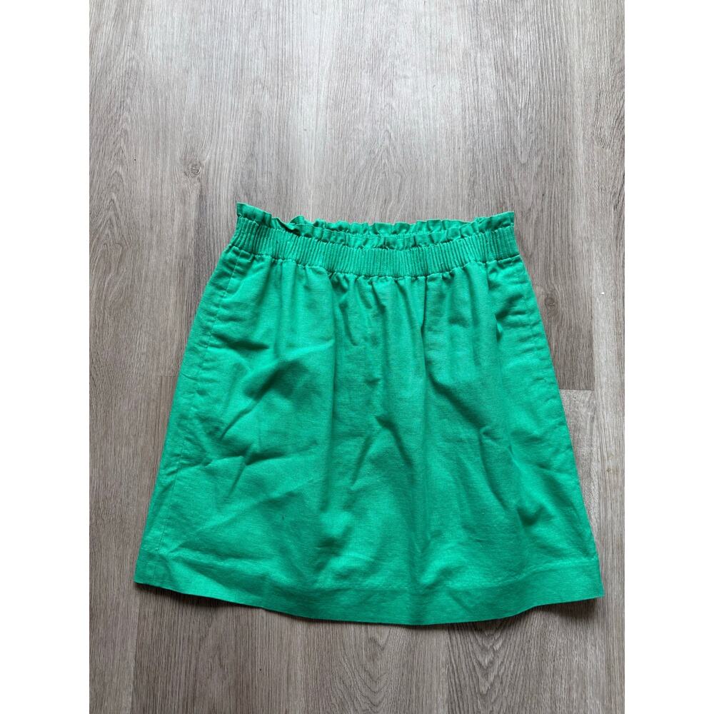J. Crew Kelly Green Pull On Mini Skirt, Women's size 8 Linen Cotton Blend
